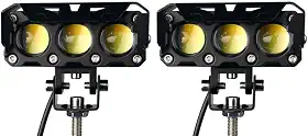 Par Farol Milha Moto Led Auxiliar 120W 18000LM Neblina Lampada Lente Auxiliar Três Lentes Luz De Cor Dupla