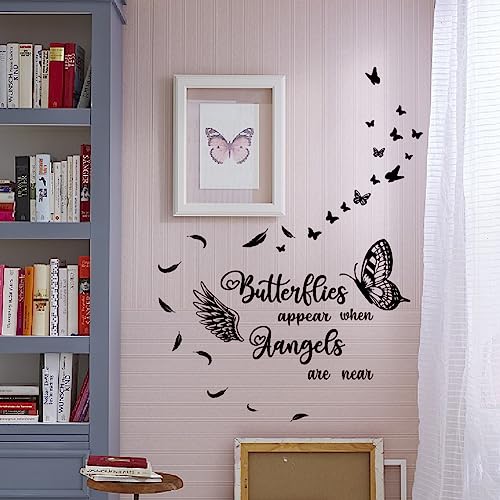 SUPERDANT Butterfly Angel Wings Wall Decals Wall Stickers Inspirational Quotes Wall Mural Black Motivational Saying Girls Women Classroom Living Room Decorations Art Wall Sticker Vinyl Transfer - Image 4