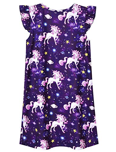 Image of Jxstar 2-Pack Nightgown for Girls Flutter Sleeve Pajamas Cotton Night Dresses