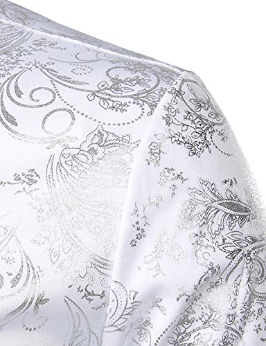 ZEROYAA Men's Luxury Paisley Dress Shirt Shiny Floral Printed Button Down Shirts for Party Prom4
