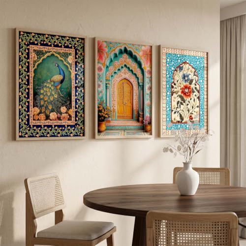 Image of kotart Wall Art Painting With Frame | Paintings Home Decoration For Living Room Bed Room Hotel Wall Decor Digital Reprint Indian Traditional Madhubani Set of 3 (20x30 Inch)