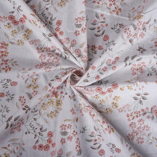 Image of LINENWALAS Cotton Sheer Curtains for Door - Light Filtering 7 Feet Set of 2, Aesthetic Cafe Curtain Floral Printed Drapes with Grommet Hanging - (L 7FT x W 4.5FT, Blush Meadow)