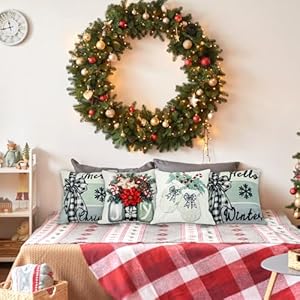 4pcschristmaspillowcovers18x18inchxmaswinterpillowcushioncasesforchristmasholidayhomedecorationsthrowoutdoorseasonalpillowcoversforcouchsofafarmhouse  Urban Country Home Decor 4pcs christmas pillow covers 18 x 18 inch xmas winter pillow cushion cases for christmas holiday home decorations throw outdoor seasonal pillow covers for couch sofa farmhouse  urban country home decor