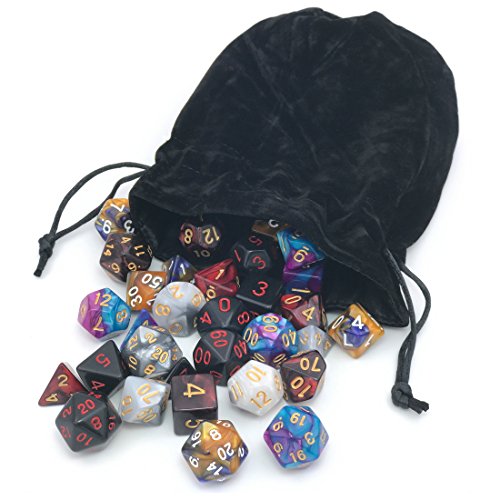 Assorted Polyhedral Dice Set With Black Drawstring Bag, 5 Complete Dice Sets Of D4 D6 D8 D10 D% D12 D20 Great For Dungeons And Dragons Dnd Rpg Mtg Games #TOP2
