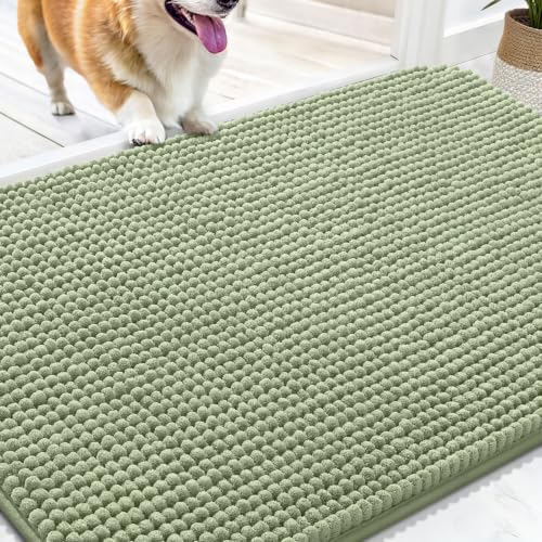 Image of OLANLY Dog Door Mat for Muddy Paws 30x20, Absorbent Chenille Mud Doormat