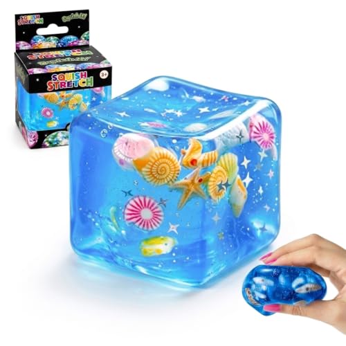 Image of ZIBUYU Ice Cube Squishy Stress Relief Cube with Shells