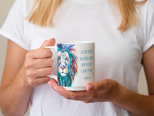 Miniatura 4 de Romanos 811 The Same Power..Is Living in You Regalos para ella  Blue Lion Graduation Drinkware  Taza de cerámica de 11 oz  El mejor regalo cristiano