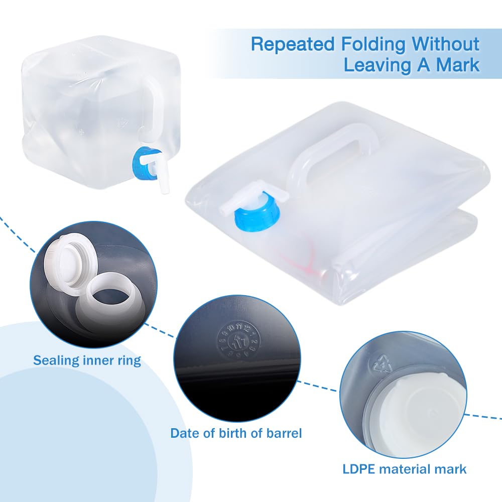 Tanica Acqua Pieghevole 5L - Leggera, Portatile, Con Coperchio Per Campeggio E Emergenza