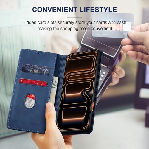 Image of Jasonyu Flip Wallet Case for iPhone 18 Pro Max /17 Pro Max,Blue