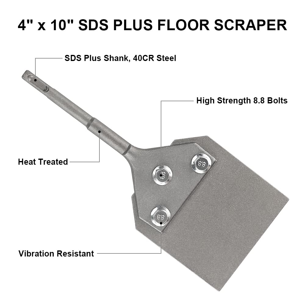 Spachtelmeißel SDS Plus Meißel 250x100 mm, Spachtelmeißel Farbschaber mit 2 Ersatzblätter Klingen für Fußbodenkleber, Teppich, Fliesenkleber, Bodenkleber, PVC-Fliesen