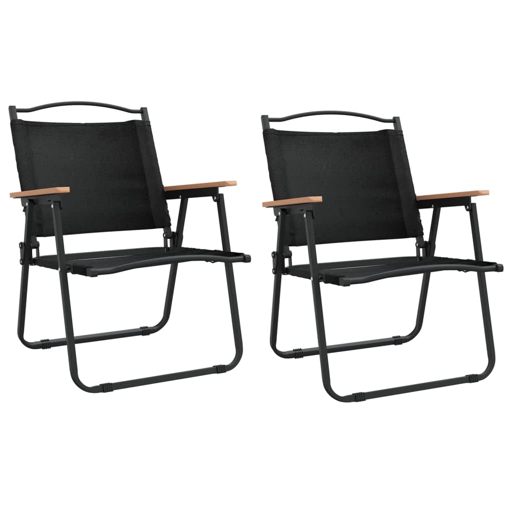 2er Set Campingstühle klappbar Schwarz 54x55x78 cm 500D Oxford Gewebe pulverbeschichteter Stahlrahmen bis 110 kg leicht faltbar für Garten Balkon Festival Outdoor Picknick