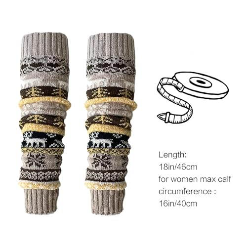 Image of Wool Leg Warmer for Women,Bohemian Knitted Ankle Warmers Winter Long Knit Boot Cuffs Socks for Women