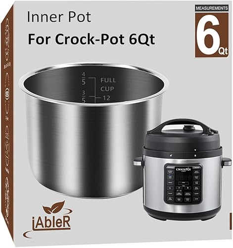 Olla interior para olla Crock Pot de 6 cuartos de galón  Olla de repuesto de acero inoxidable para olla Crock-Pot de 6 cuartos de galón, olla a