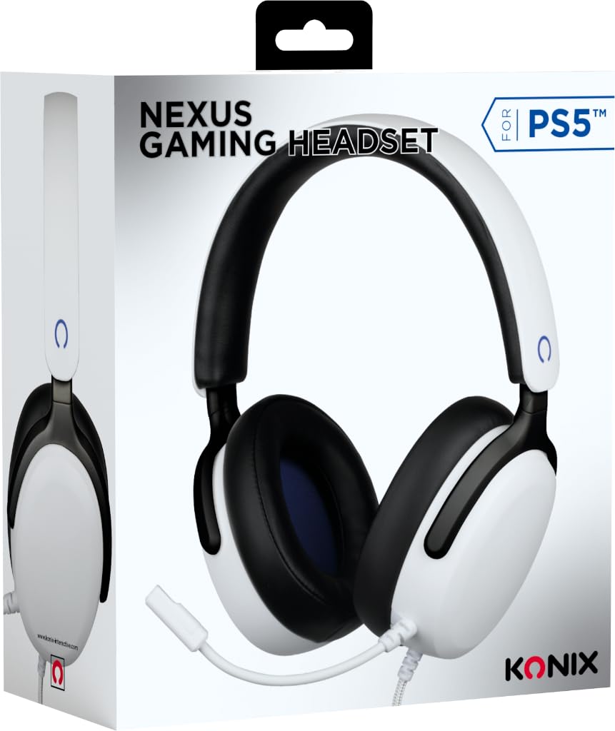 Konix Kabelgebundener ohrumschließendes gamingowy zestaw słuchawkowy do PS5 - elastyczny mikrofon - głośnik 40 mm - kabel 3,5 mm - kabel 1,5 m - biały