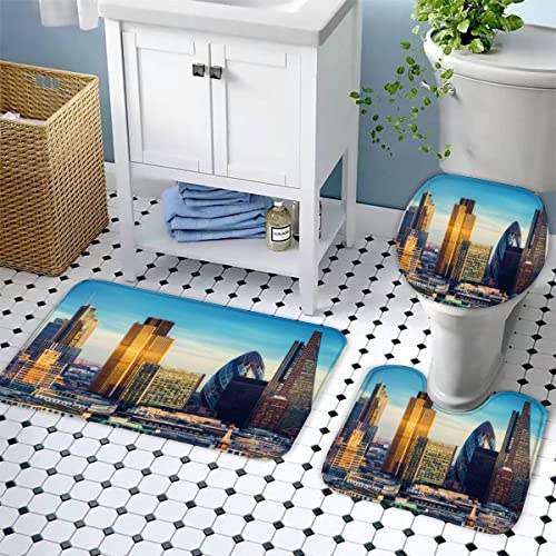 Badematten Set 3D 40x60 London absorbierend 3-teiliges Badezimmerteppich-Set maschinenwaschbare weich badteppich schnell… – Bild 4