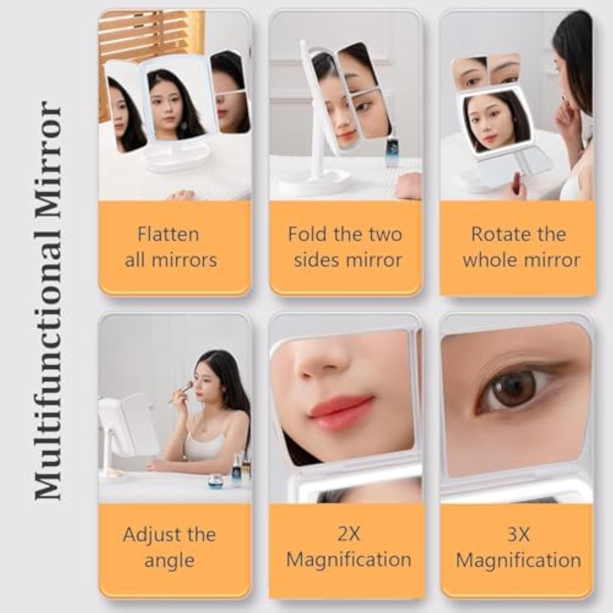 Portable Folding Makeup Mirror with Storage Compartments