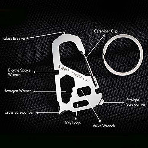 Chaveiro, Romacci Porta-chaves Mosquetão Multifuncional de Aço Inoxidável Equipamento de Sobrevivênc