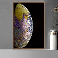 Framed Canvas Wall Art Planet Astronomy & Space Bedroom Colorful Contemporary Moon Multicolor Photography - 16x24 inches