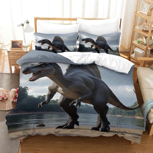 Housse de couette dinosaure 135x200 parure de lit zippée 3D - 3
