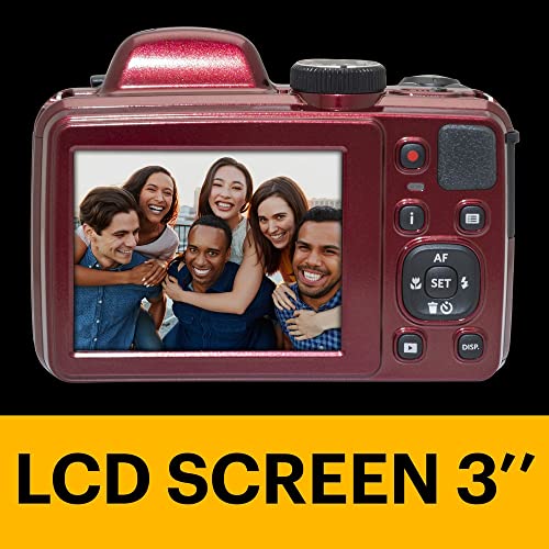 Image of KODAK Pixpro Astro Zoom AZ405 Digital Camera Bridge, X40 Zoom, 24 mm Wide Angle, 20 Megapixels, LCD 3, Full HD 1080p Video, OIS, AA Battery - Red | 40x Optical Zoom, 20.7MP 1 /2.3 Bsi CMOS, 3 LCD, 1080p Video, Ois, Aa Batteries