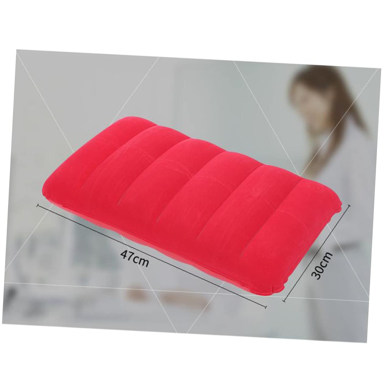 Happyyami 2 Pack PVC Flocking Inflatable Camping Pillow Ergonomic Waist Cushion for Outdoor Travel Nap