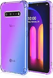 Capa para celular Starhemei LG V60 ThinQ, resistente a choques, flexível TPU com proteção de vedação de borracha de silicone macio antiqueda para LG V60 ThinQ, Purple&Blue