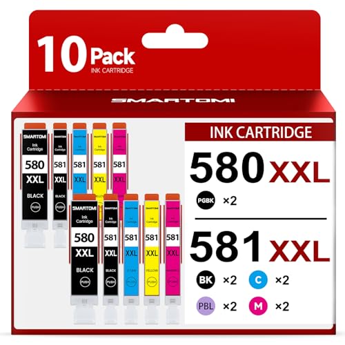 PGI-580 CLI-581 XXL Kompatible für Canon Druckerpatronen 580 581 für Canon TR8550 Druckerpatronen für Pixma TR8550 TR7550 TR7500 TS705 TS6350 TS6150 TS9550 TS6250 TS8250 (10er-Pack)