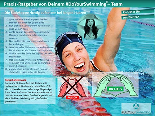 #DoYourSwimming »Franklin« Zwemmuts met oordopjes & neusclip, unisex van duurzame kwaliteit siliconen (elastaan), zeer elastisch, past zich perfect aan elke hoofdvorm aan. Zwart - Image 5