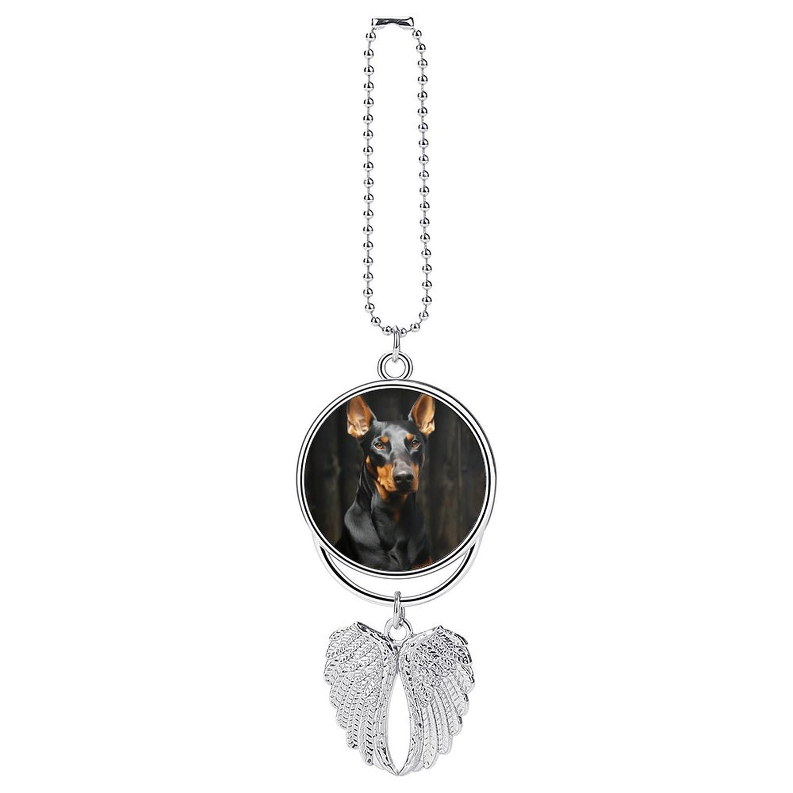 Doberman Car Pendant Personalized Car Hanging Ornament Auto Rear View Mirror Hanging Decoration Accessories Metal Cars Interior Ornament for Most Cars Truck SUV