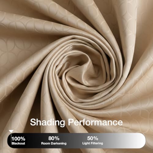 Image of HOMEMONDE 100% True Blackout Curtains 10 Feet Long Door - Pack of 2 Curtains| Embossed Design | Light Block Thermal Insulated & Noise Reducing Room Darkening Curtains (Beige, 120Inch)