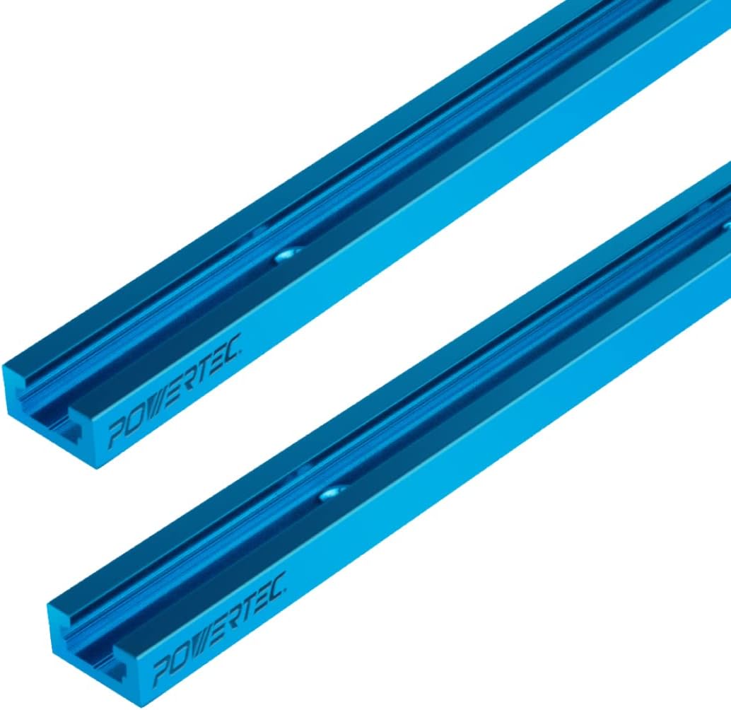 POWERTEC 71119 36 Inch Double-Cut Profile Universal T-Track with Predrilled Mounting Holes,T Track for Woodworking Jigs and Fixtures, Drill Press Table, Router Table, Workbench, 2 Count, Pack of 1