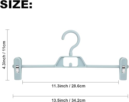 Miniatura 2 de POZEAN - Paquete de 30 perchas para pantalones con clips, perchas de plástico apilables para faldas, perchas para ropa con clips giratorios y