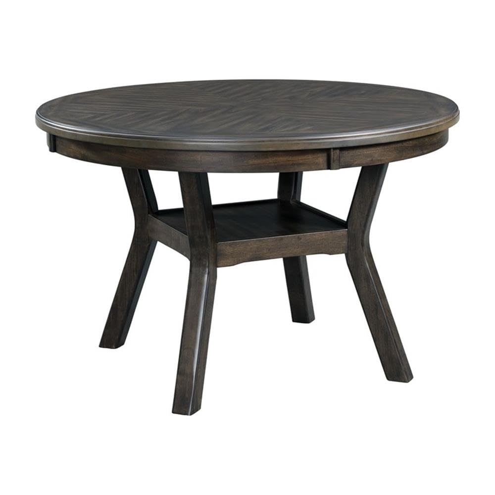 Picket House Furnishings 47" Round Transitional Wood Dining Table with Standard Height & Kicked-Out Legs in Dark Walnut Finish, Table Top Only! 