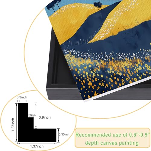 Image of Square 20x20 Canvas Floater Frame with 0.6 inch-0.9 inch Deep, Canvas Floating Frame for Oil Painting, Art Prints Artwork Frames(20 inchx20 inch,Black)