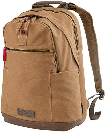Wenger ARUNDEL 15.6 Inch Laptop Backpack with Tablet Pocket in Camel (23 Litres)-blend of style & function, Swiss designed, 602830
