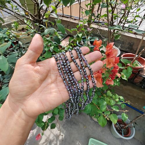Image of 6mm Rondelle Glass Beads for Jewelry Making, Faceted Briolette Crytal Spacer Beads for Bracelet Necklace Earring, Rose Red Gun Black 720pcs
