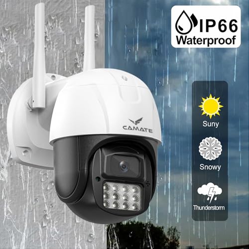 Camate Arc 3MP 2K 1296p Outdoor Smart WiFi Wireless CCTV Security Camera | Weatherprood | Colored Night Vision | 2-Way Audio | Motion Track | Support 256 GB Micro SD Card Slot | Onvif Support