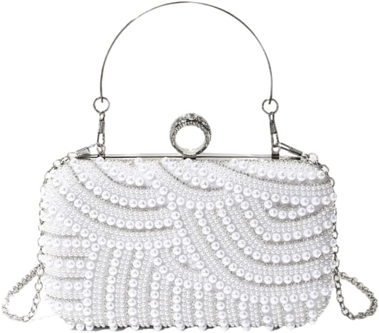 Unique Evening Bag with Beads Shoulder Bag Handbag for Weddings and Prom Event