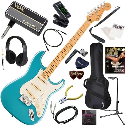 【セット品】FENDER エレキギター初心者入門 メキシコ製ストラトキャスター ヘッドホン・ギター・アンプamPlugが入った16点セット PlayerII Stratocaster/AQB/M(アクアトーンブルー/メイプル指板)