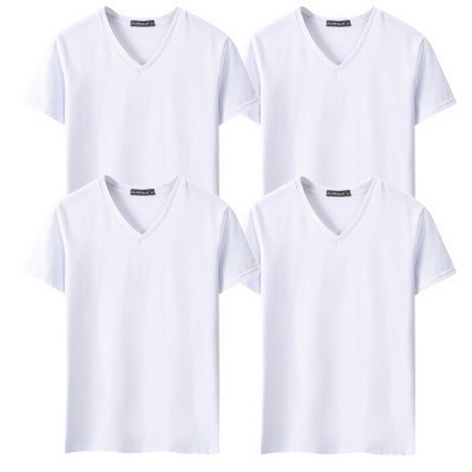 TEidea Koszulki męskie T-shirty męskie z krótkim rękawem dekolt w serek slim fit garnitur, 4-częściowy, na co dzień, duże rozmiary S-5XL dostępne