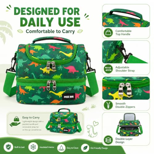 MISS BIG® Dinosaur Kids Lunch Bag for Boys, Insulated School Bag by MISS BIG - Used condition - Image 6
