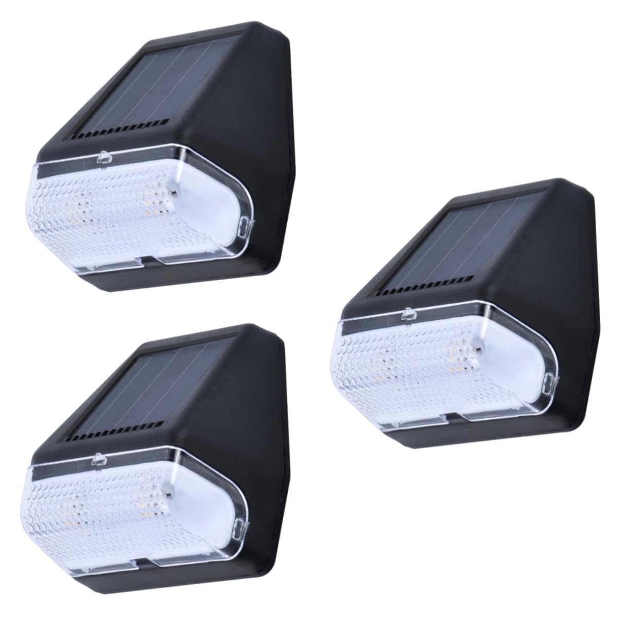 Mikikit 3pcs Solar Powered Light for Steps Decks Stairs Pathways Outdoor LED Wall Lamp Sensor Solar Wall Light for Garden and Outdoor Use