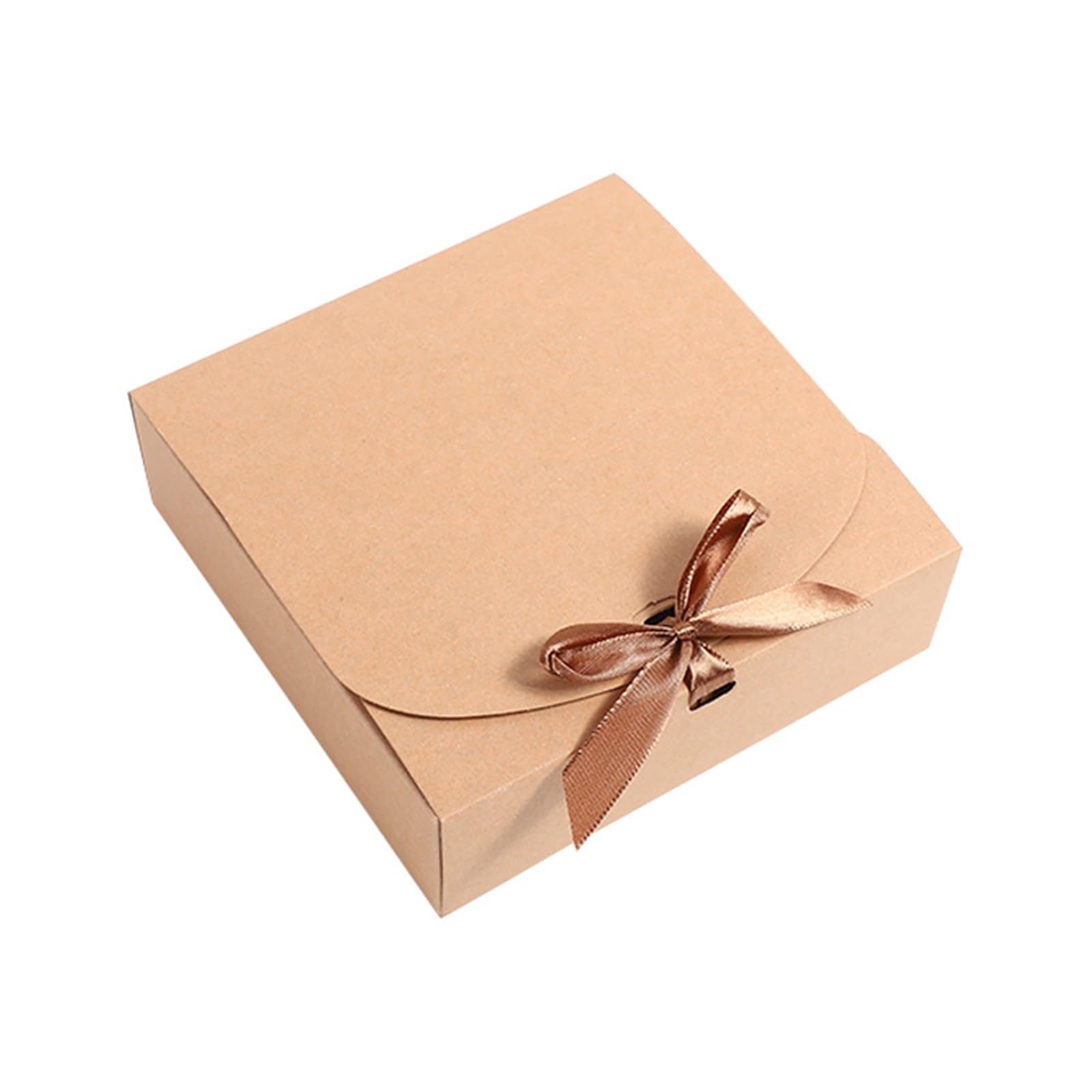 10/20/50 scatole quadrate in carta kraft a conchiglia per confezioni regalo con nastro, scatole per caramelle bianche e nere, decorazione per matrimoni (nero, 50 pezzi, 24 x 24 x 6 cm)
