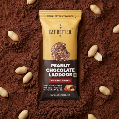 Image of Peanut & Chocolate Sugar-Free Laddoos | Energy-Bar Replacement | 95% Dry-Fruits | High Protein & Instant Energy - Healthy Chocolate, No Added Sugar (Pack of 4-40gm)