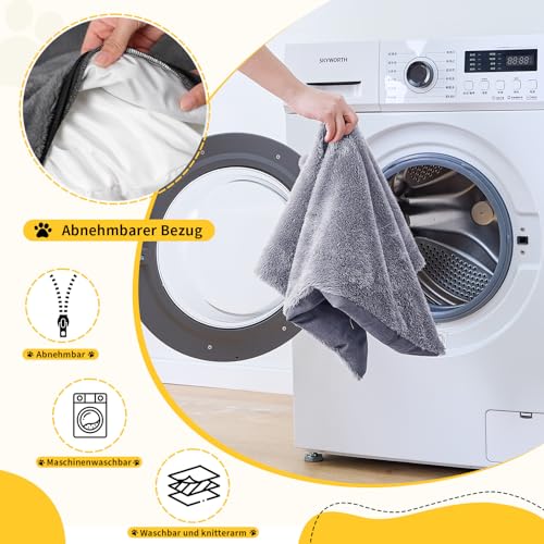 OUPEIWAWA Orthopädisches Hundebett für kleine & mittelgroße Hunde, 52x41x16cm, superweich und gemütlich, Hundekorb mit hohem Rand, Abnehmbarer & waschbarer Bezug, rutschfest, Dunkelgrau, Indoor/Auto