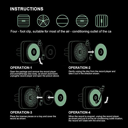 Image of Record Player Car Vent Clips Air Freshener Retro Style Album Cover Car Air Conditioning Outlet Clip Fragrance Diffuser Car Interior Decoration Accessories, Wood Grain