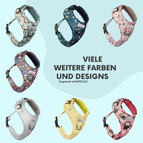 Hundegeschirr für mittelgroße Hunde | Arizona Hotdogs Softgeschirr Sweet Love | Herzmuster (M)