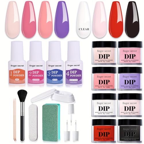 8Colors Dip Powder Nail Kit,NailS Dipping PowderS 10g/fl.oz,4Pcs Dipping PowderS Liquid Set with Manicure Tools,Dip Powder Nail Kit Starter Kit for DIY Nail Art Manicure