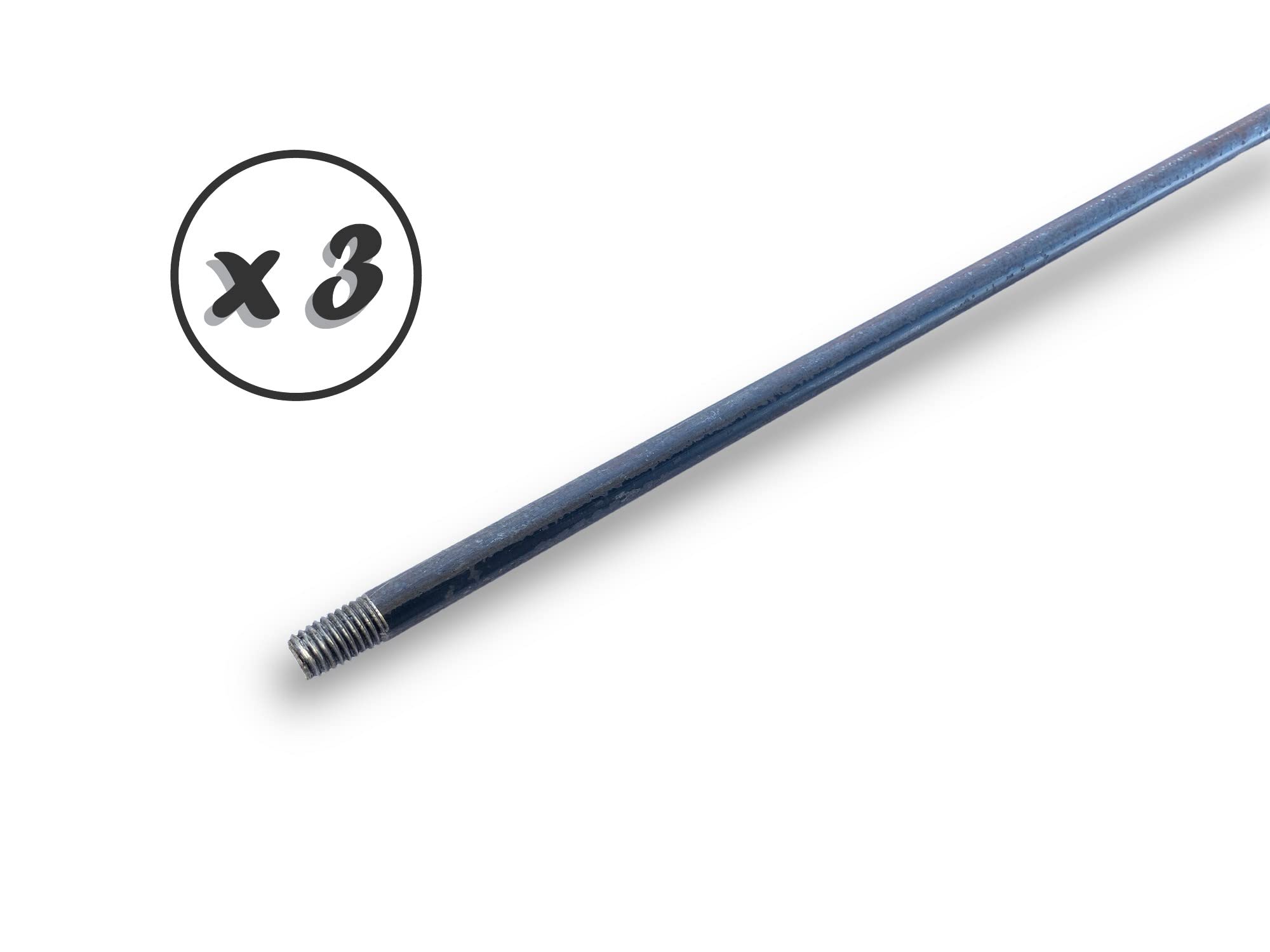 Zestaw 3 sztywnych okrągłych prętów stalowych 100 cm do szczotki rurowej Kibros | Złączka gwintowana M12*175 męska | Kibros 4TMMx3
