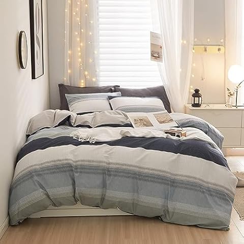 Cotton Twin XL Duvet Cover with Stripes Cover